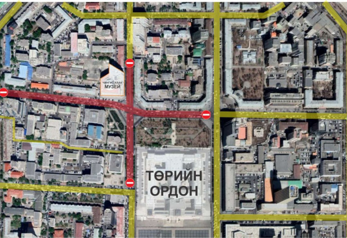 Сүхбаатарын талбайн баруун хойд уулзварыг түр хаана