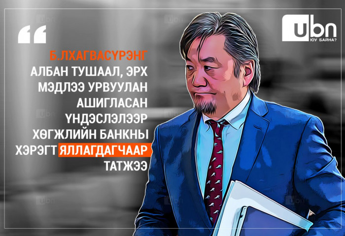 Б.Лхагвасүрэнг албан тушаал, эрх мэдлээ урвуулсан үндэслэлээр Хөгжлийн банкны хэрэгт ЯЛЛАГДАГЧААР татжээ