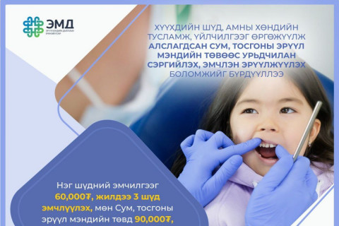 Нэг шүдний эмчилгээг 60 мянган төгрөгөөр тооцож, жилдээ 3 шүд эмчлүүлэх зардлыг ЭМДС-гаас санхүүжүүлэхээр болов