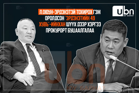 Л.Оюун-Эрдэнэтэй тохирох гэж оролдсон “Эрдэнэтийн 49 хувь“-ийнхан шүүхээр хэргээ прокурорт буцаалгалаа