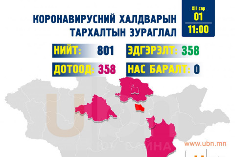 Улаанбаатар хотод 7, Архангай, Сэлэнгэ, Говьсүмбэр аймгуудад тус тус нэг халдвар илэрлээ