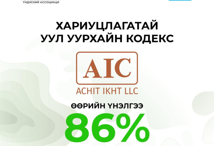 Ачит Ихт ХХК-ийн ХУУ-н кодексийн хэрэгжилт 86%-тай гэж үнэлэгджээ