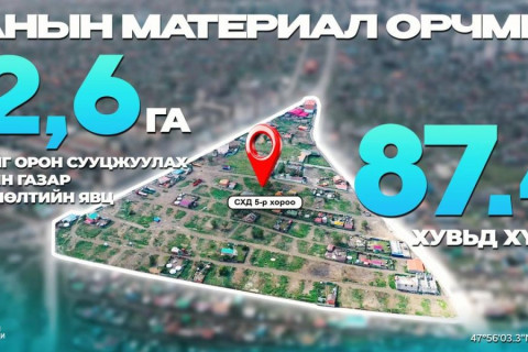 Ханын материал орчмын 12,6 га талбайг орон сууцжуулах төслийн газар чөлөөлөлтийн явц 87.4 хувьд хүрлээ