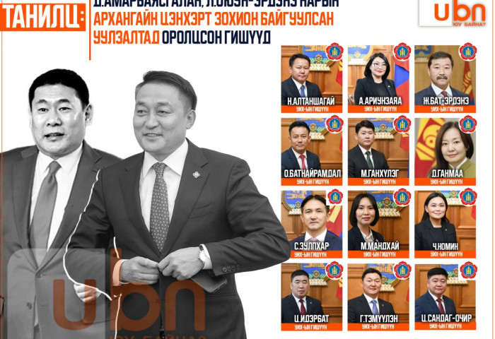 ТАНИЛЦ: Д.Амарбаясгалан, Л.Оюун-Эрдэнэ нарын Архангайн Цэнхэрт зохион байгуулсан УЛС ТӨРИЙН уулзалтад оролцсон гишүүдийн нэрс