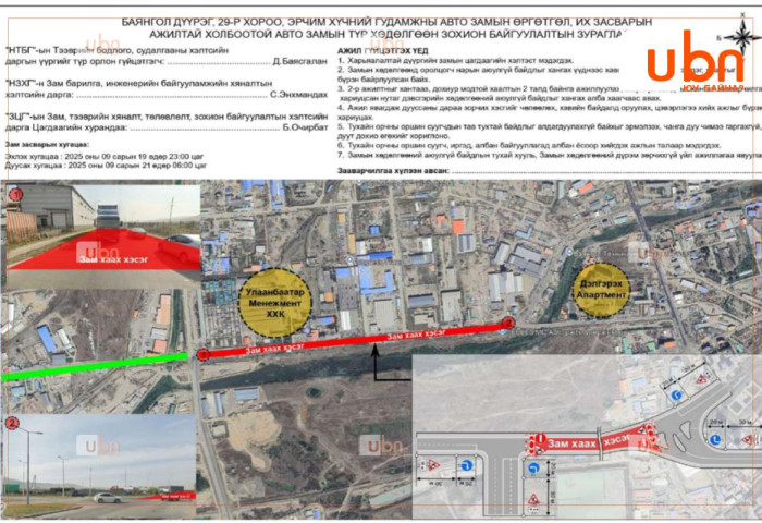 Эрчим хүчний гудамжны авто замыг хэсэгчлэн хааж, өргөтгөж шинэчилнэ