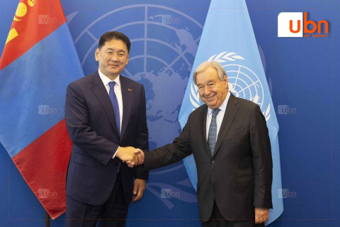 Ерөнхийлөгч У.Хүрэлсүх НҮБ-ын Ерөнхий нарийн бичгийн дарга Антонио Гутеррештэй НҮБ-ын Төв байранд уулзжээ