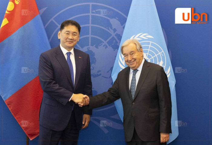 Ерөнхийлөгч У.Хүрэлсүх НҮБ-ын Ерөнхий нарийн бичгийн дарга Антонио Гутеррештэй НҮБ-ын Төв байранд уулзжээ