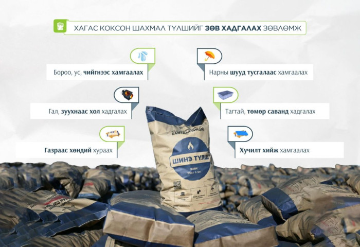 Хагас коксон шахмал түлшийг ус, чийг нэвтрүүлэхгүй, хуурай газар хадгална