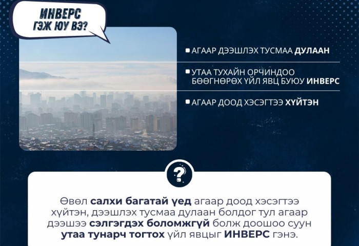 Өвөл инверс үүсэж, утаа тухайн орчиндоо бөөгнөрдөг