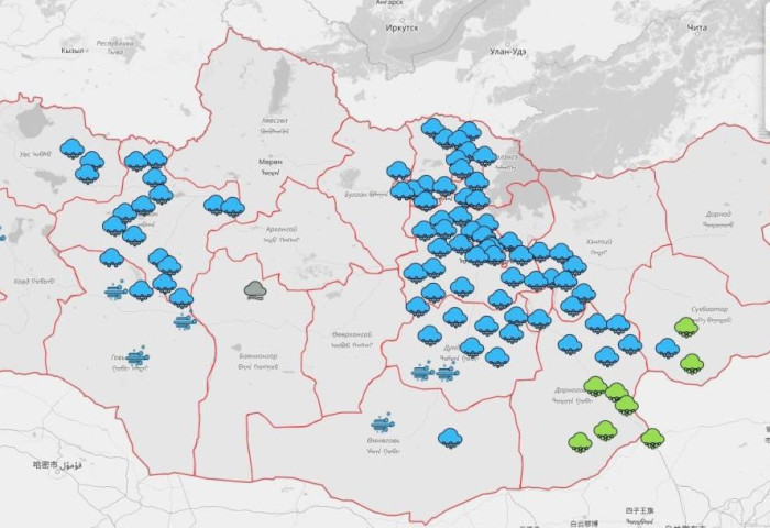 АТҮТ: Өнөө өглөөний 08.00 цагийн байдлаар цас орж байгаа аймгууд