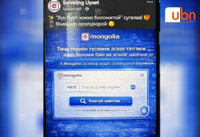 “Танд төрийн тусламж, тэтгэмж авах боломж байгаа эсэхийг шалгана уу” гэсэн хуурамч линк дээр дарж 1.2 сая төгрөгөө залилуулжээ