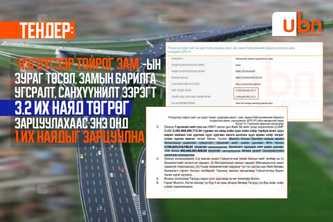 ТЕНДЕР: “Нэгдүгээр тойрог зам”-ын зураг төсөл, замын барилга угсралт, санхүүжилт зэрэгт 3.2 их наяд төгрөг зарцуулахаас энэ онд 1 их наядыг зарцуулна