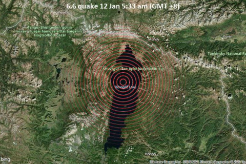 Хөвсгөл аймгийн Ханх суманд 6,5 магнитудын хүчтэй газар хөдөлжээ