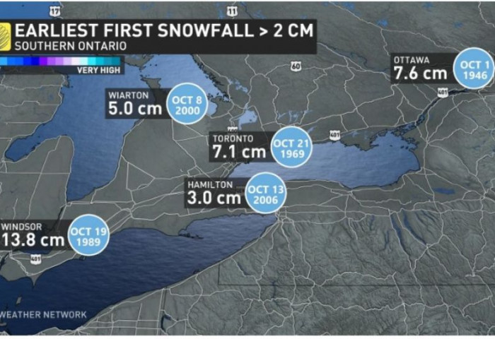 Цаг агаарын дулаарал эрчимтэй явагдаж буй Канад улсад 2 см зузаантай анхны цас оржээ